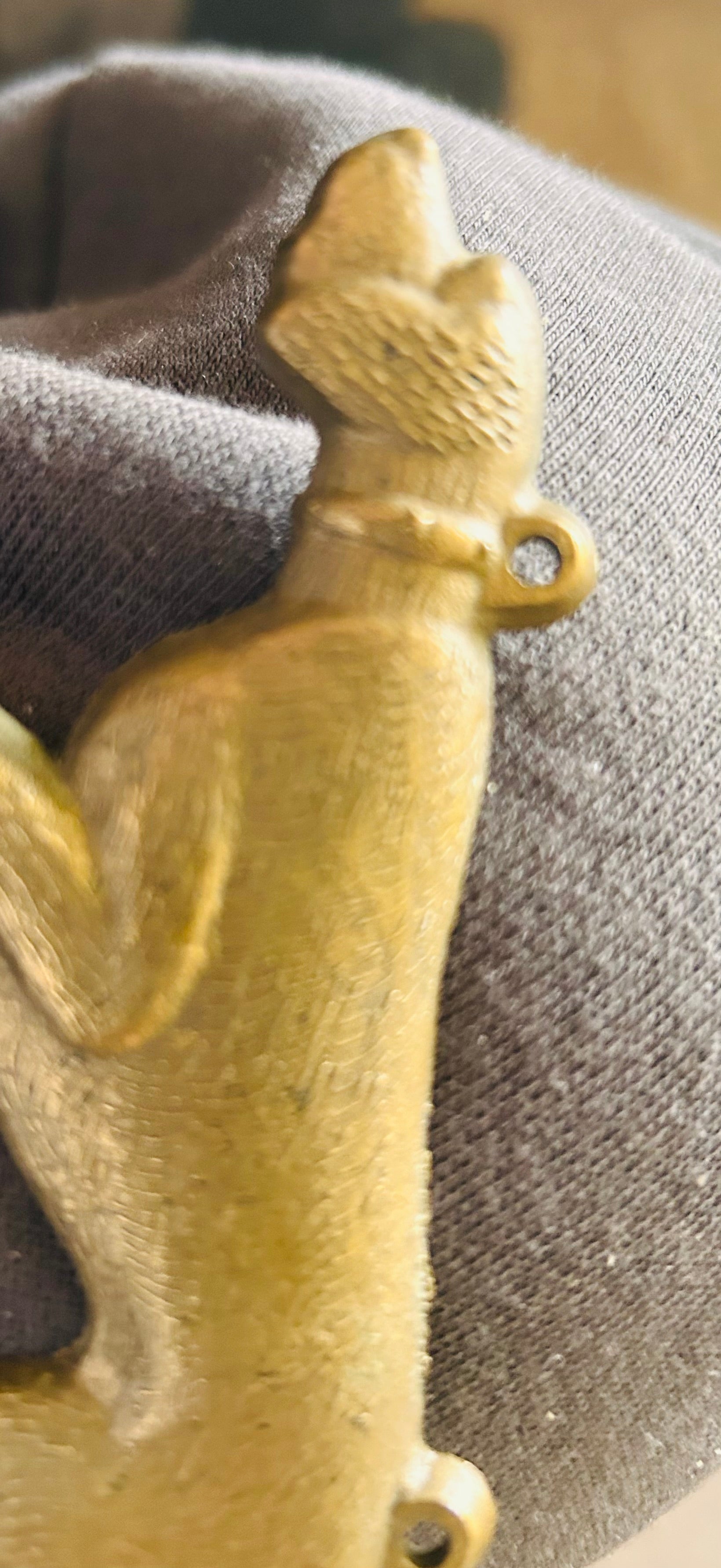 Vintage Brass Hunting Dog & Shotgun Key Rack Wall Hanging