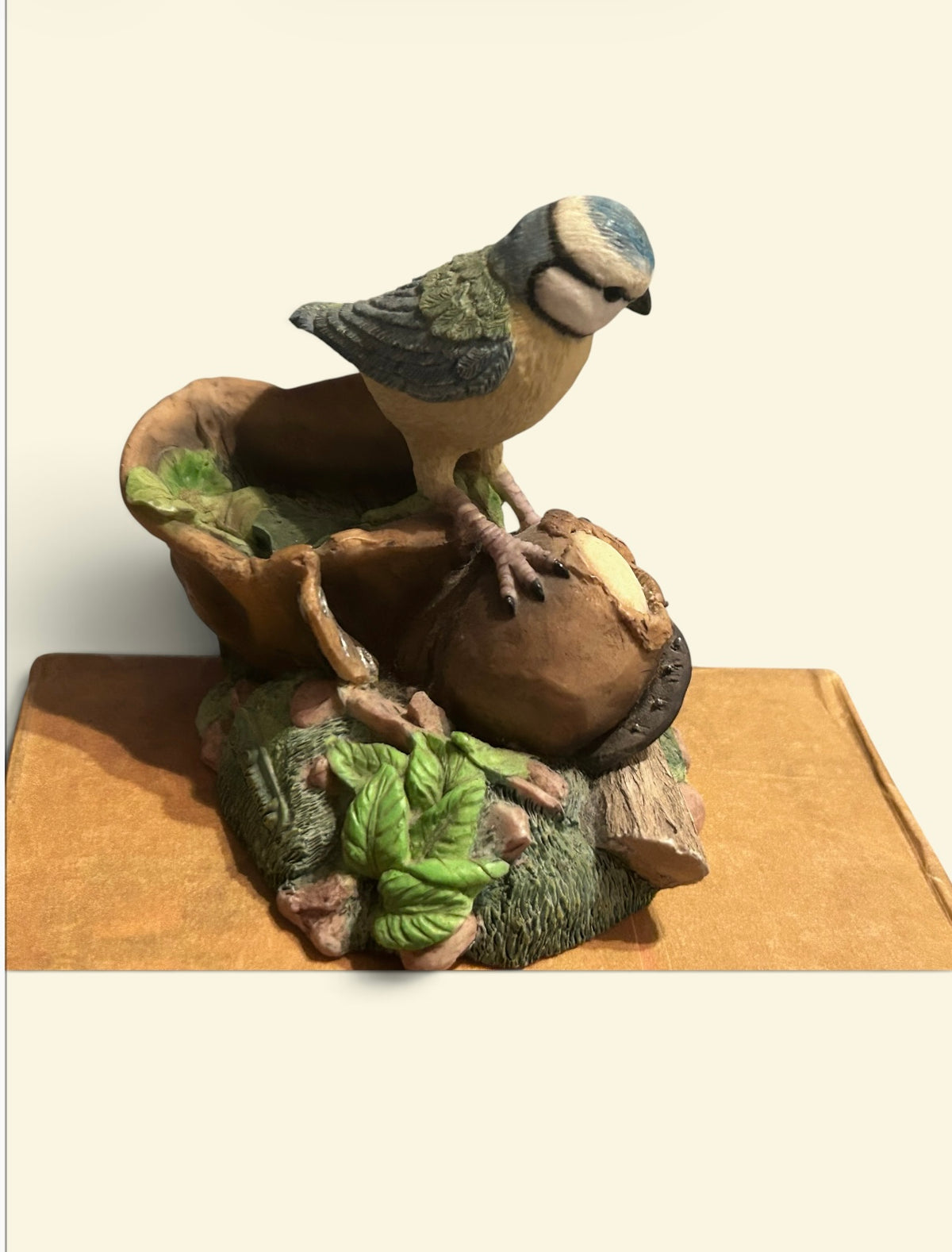 Vintage Leonardo Collection Blue Tit Bird Figurine 1998 Garden Scene
