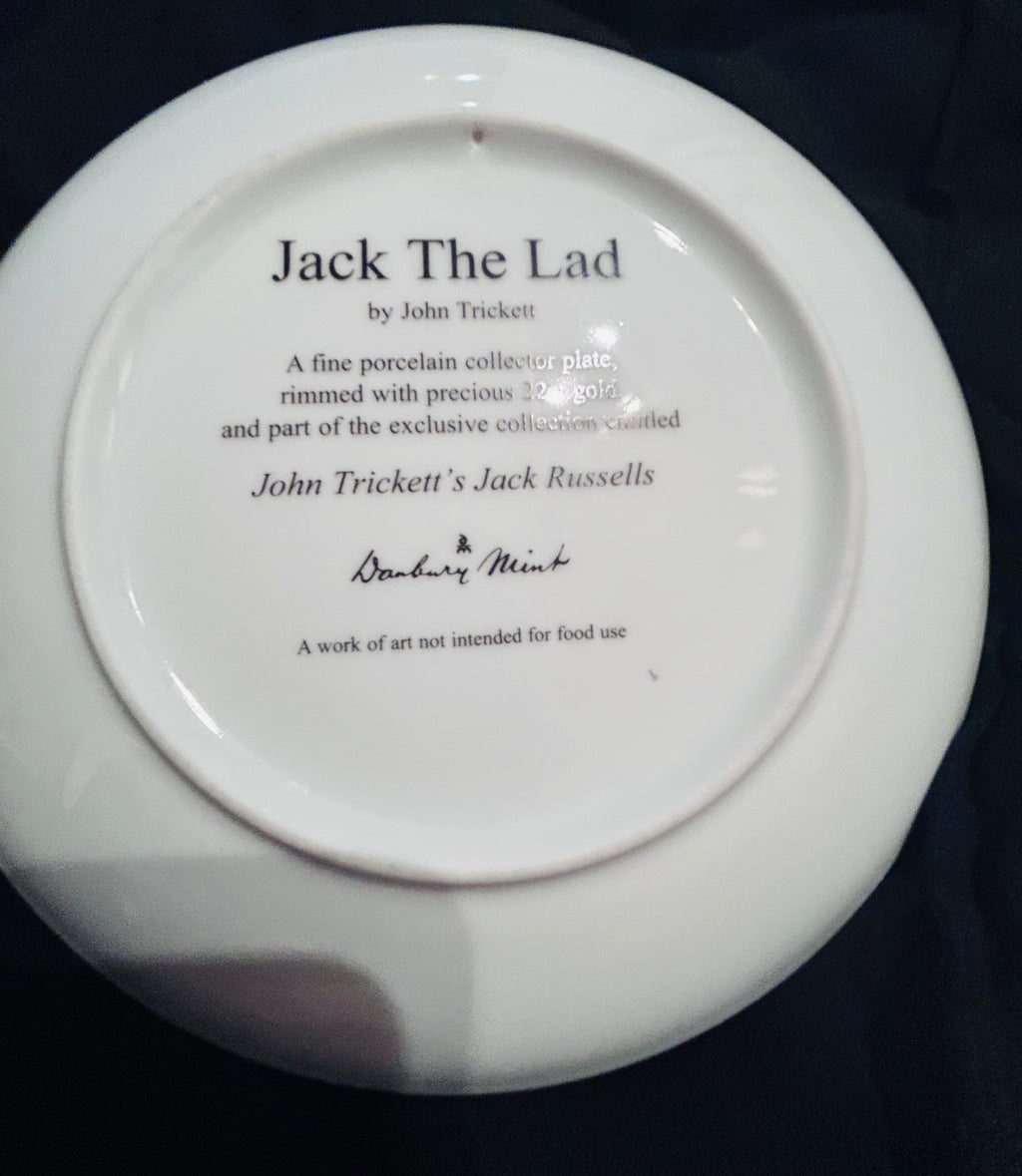 Danbury Mint John Trickett Jack The Lad Jack Russell Fine Porcelain Collector Plate 22ct Gold