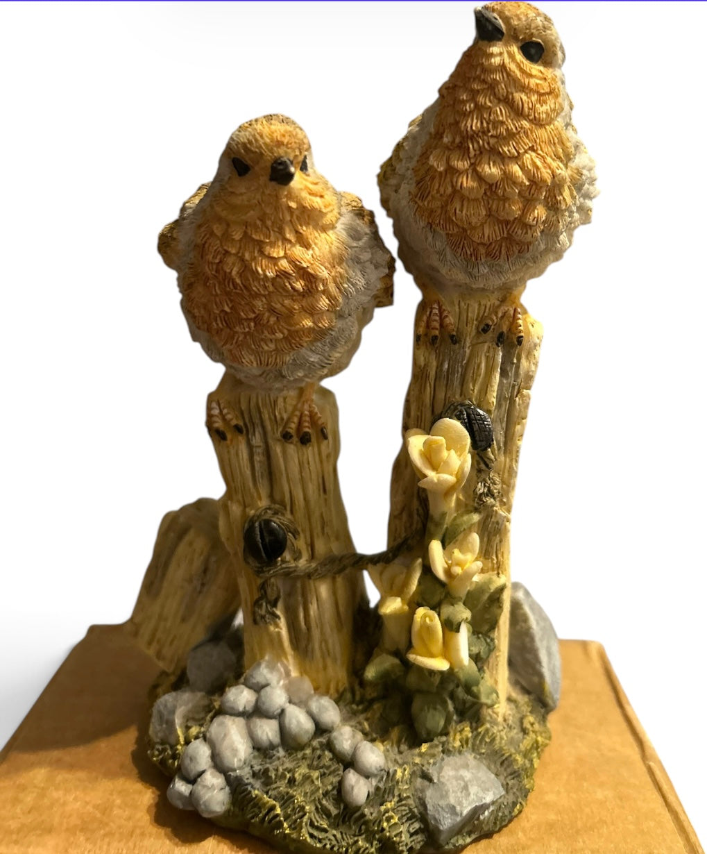 Shudehill Giftware Pair of Birds on Fence Posts Resin Wildlife Figurine