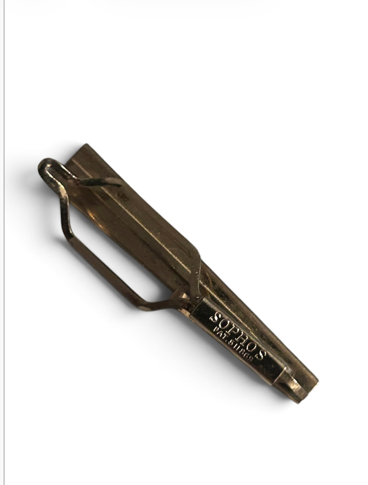 Vintage Sophos Gold Tone Tie Clip Mid Century Patent 511699
