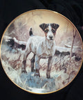 Danbury Mint Snow Boy John Trickett Jack Russell Porcelain Collector Plate 22ct Gold