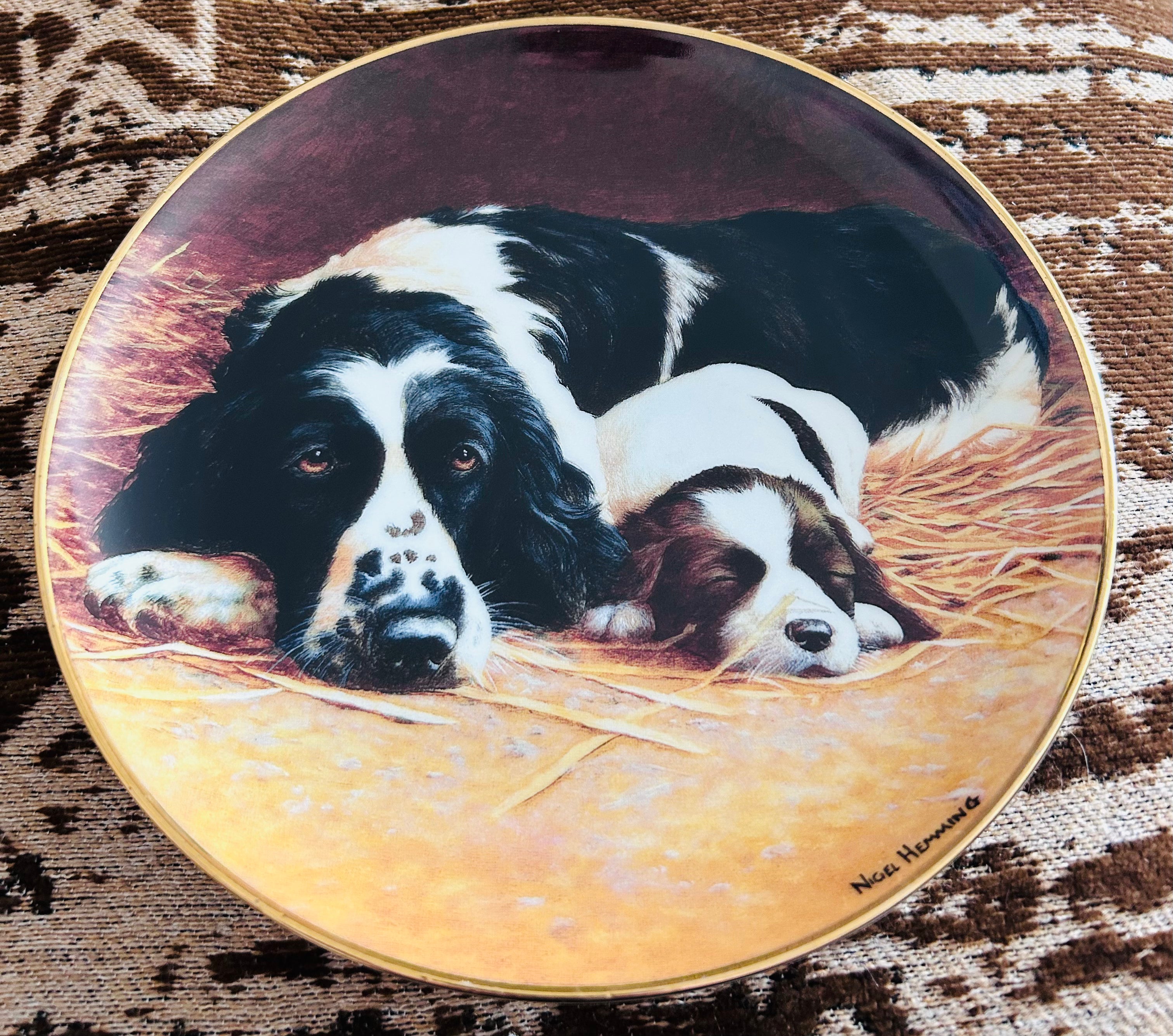 Nigel Hemming Lazy Days Springer Spaniel Dog Franklin Mint Limited Edition Plate