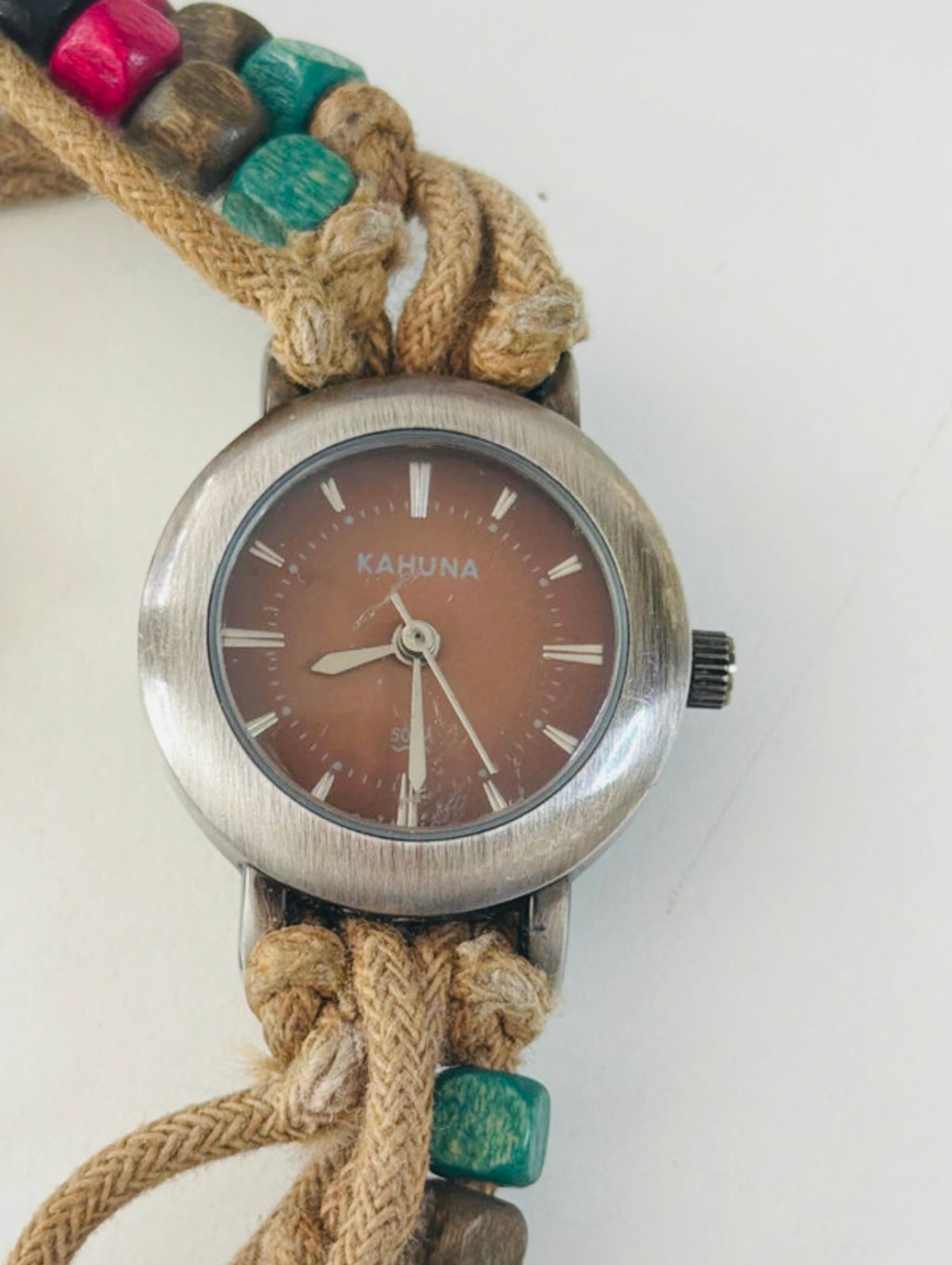 Y2K Kahuna Ladies Boho Beaded Watch Surf Festival Cord Strap Fully Working