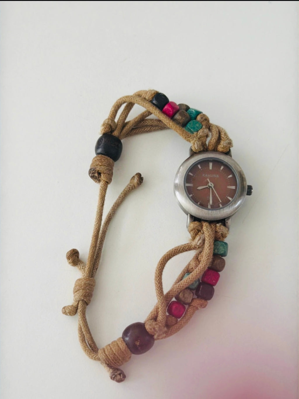 Y2K Kahuna Ladies Boho Beaded Watch Surf Festival Cord Strap Fully Working