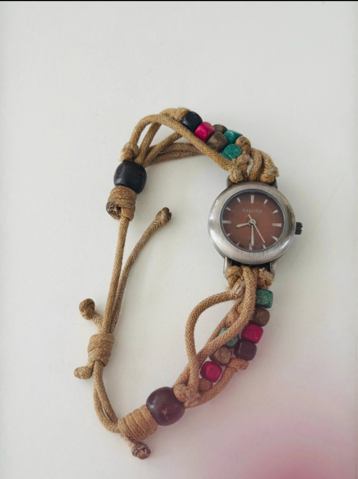 Y2K Kahuna Ladies Boho Beaded Watch Surf Festival Cord Strap Fully Working