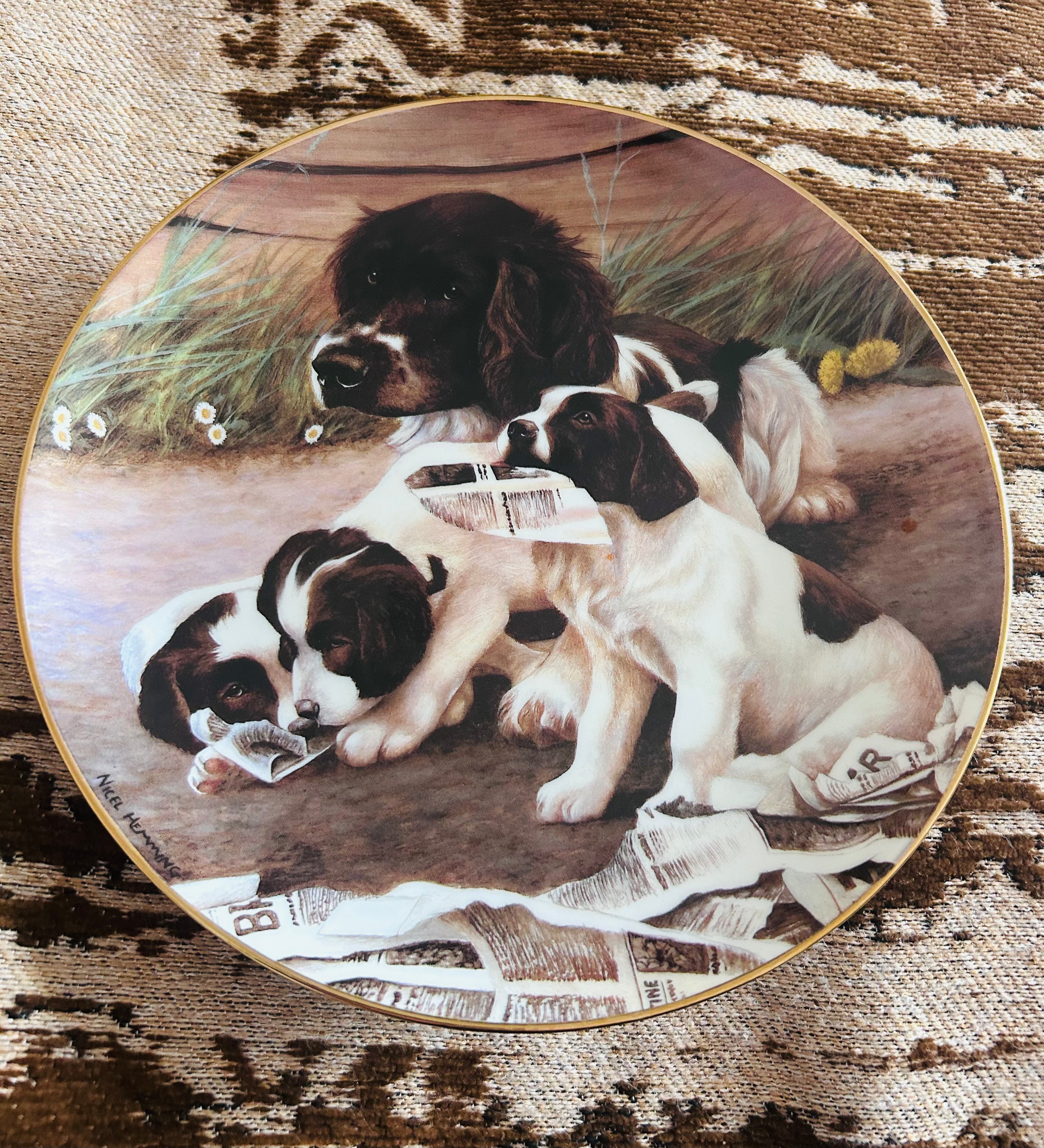 Vintage Nigel Hemming Morning News Springer Spaniel Collector Plate Limited Edition