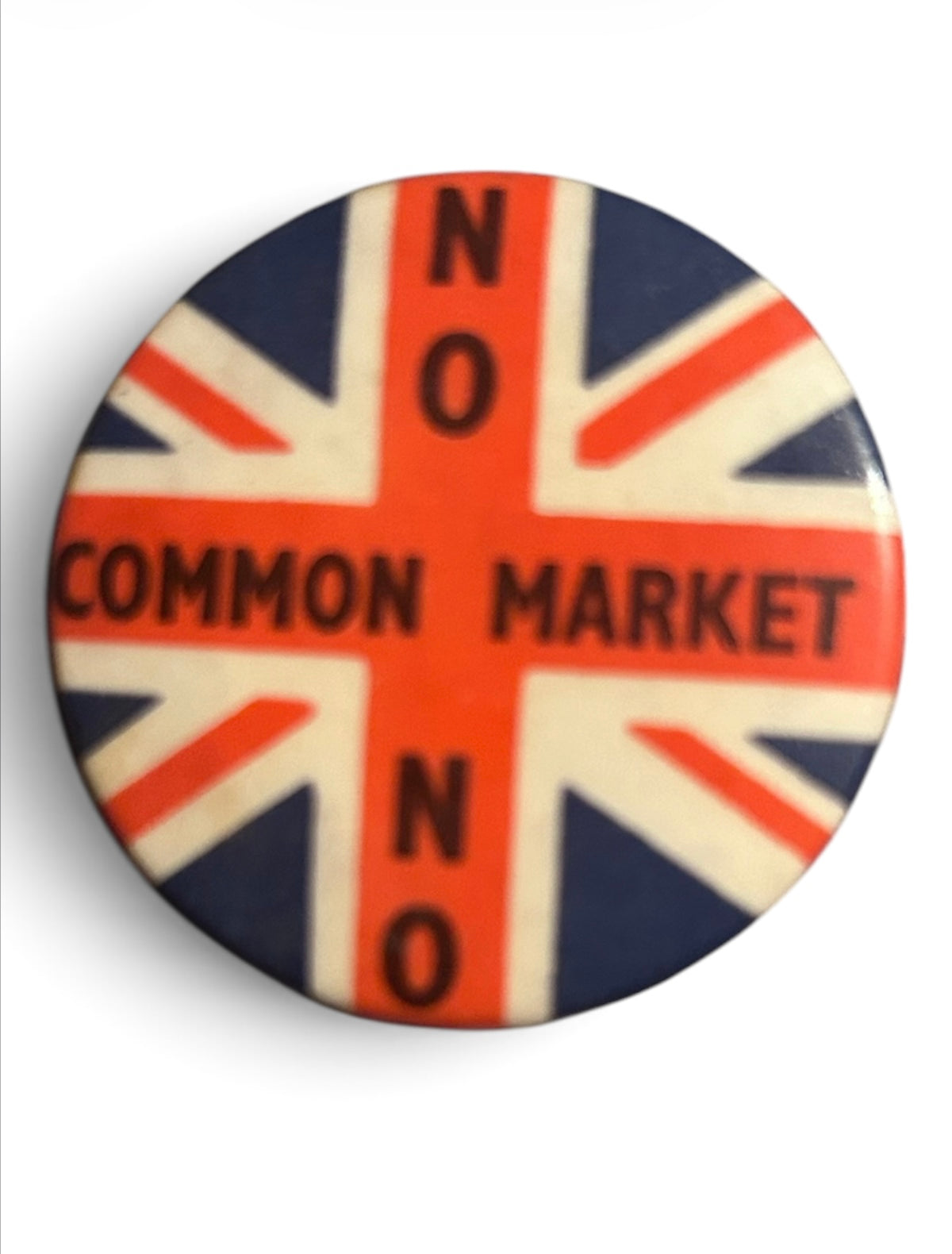 Vintage 1970s No Common Market Anti EEC Union Jack Political Badge