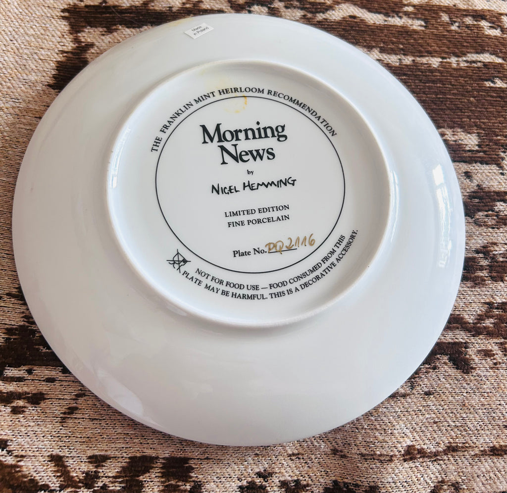 Vintage Nigel Hemming Morning News Springer Spaniel Collector Plate Limited Edition