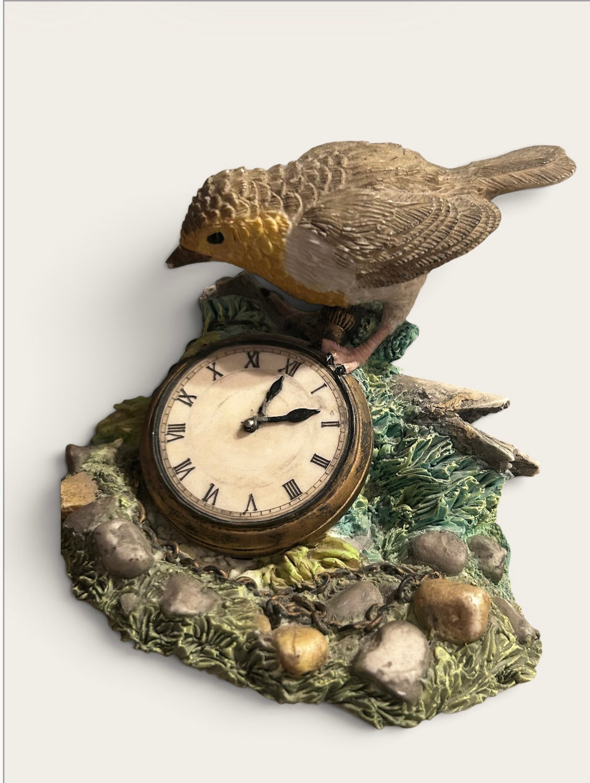 Vintage 1998 Leonardo Collection Robin Bird Figurine Decorative Faux Clock Wildlife Ornament