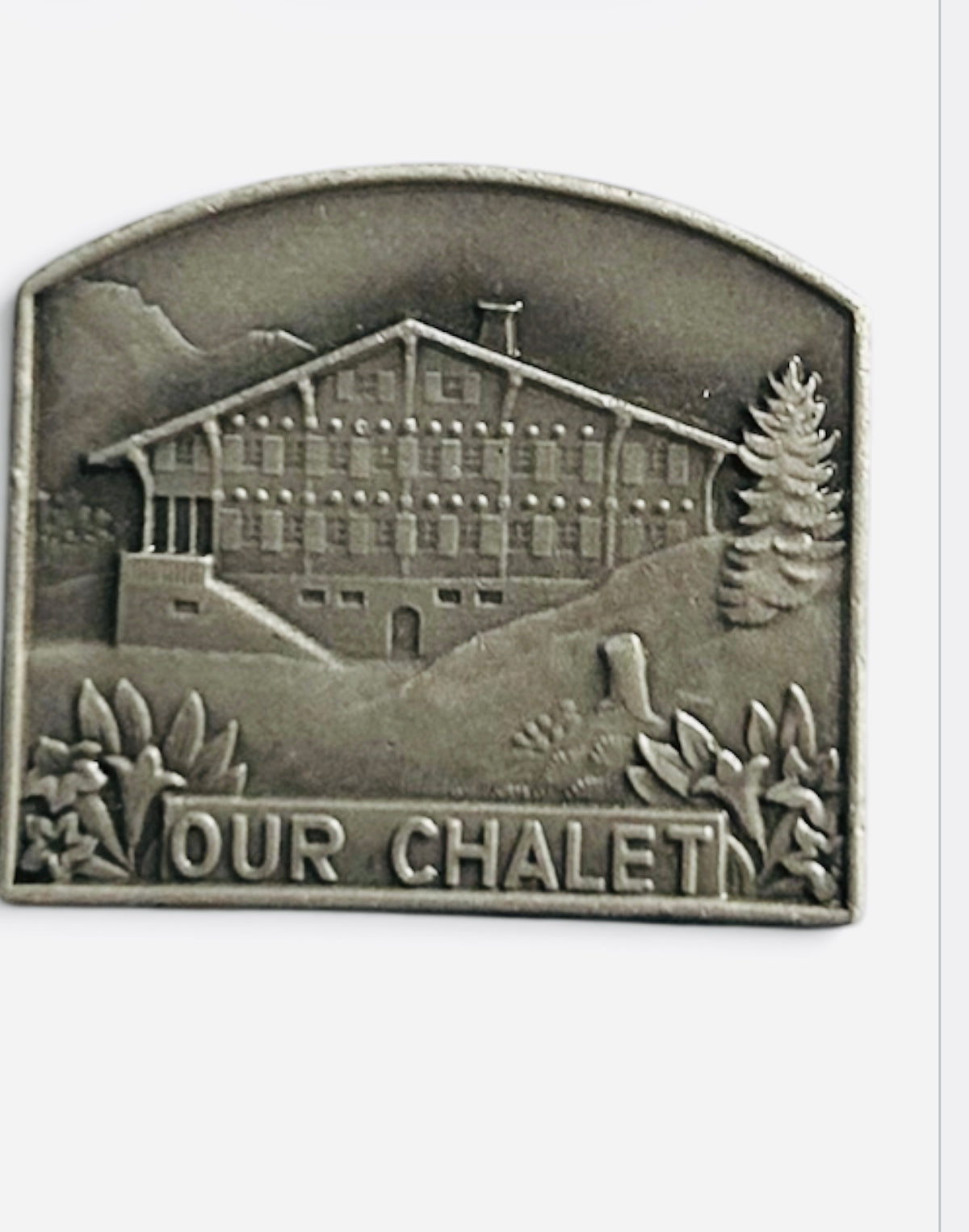 Rare vintage 1950s Our Chalet Girl Guides WAGGGS Switzerland pin badge
