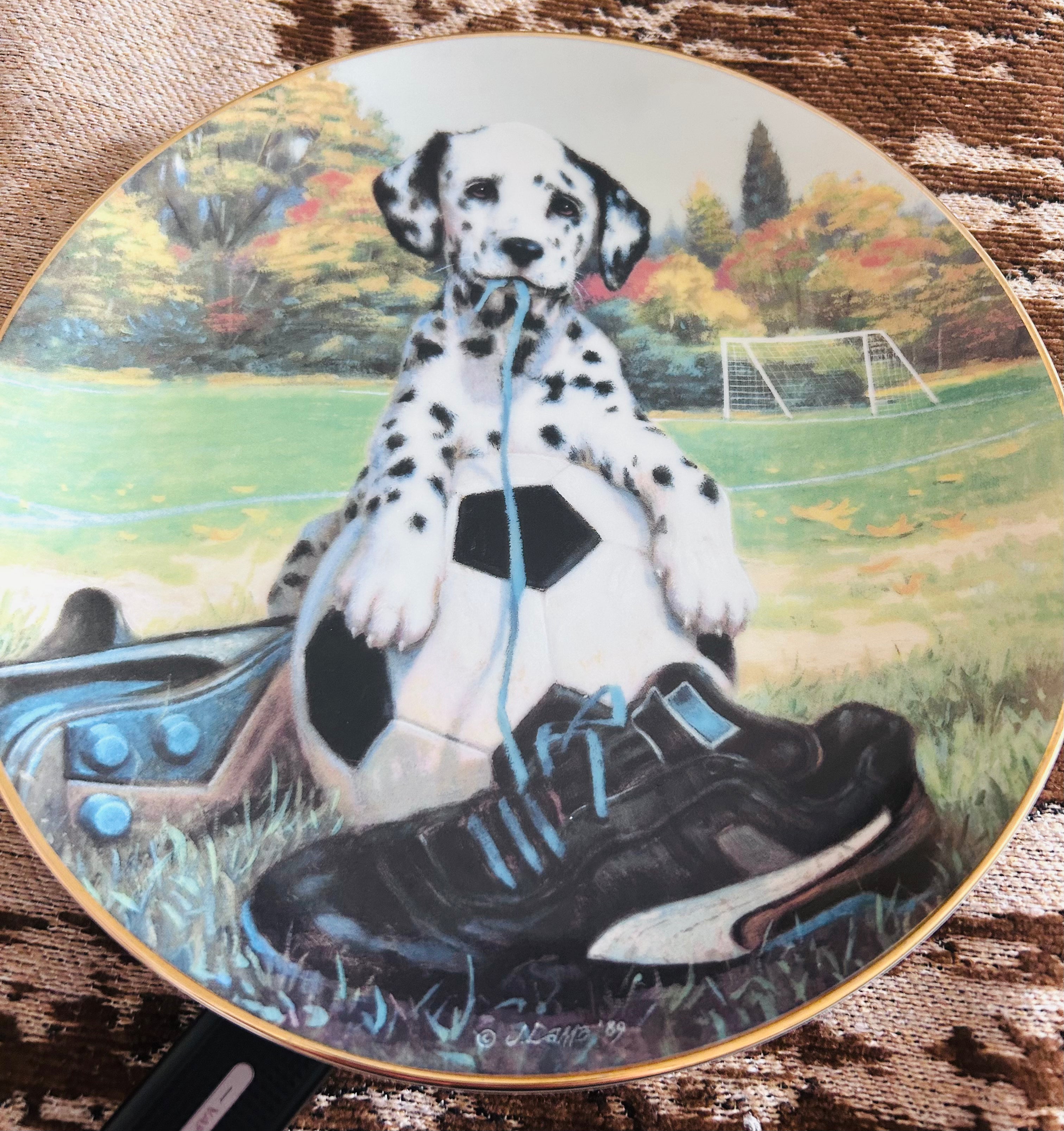 Vintage Jim Lamb Spotted on the Sideline Dalmatian Football Collector Plate 1990