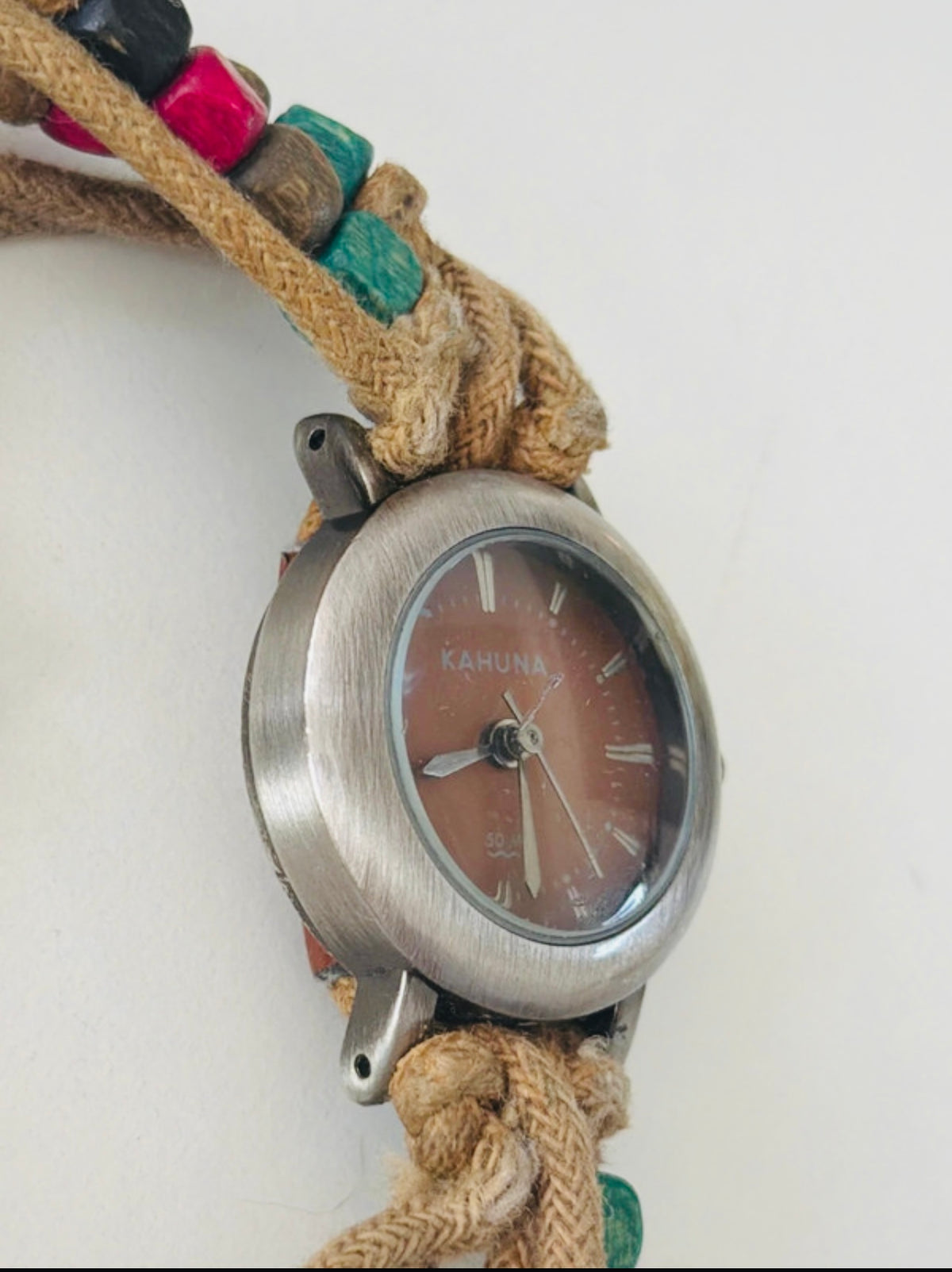 Y2K Kahuna Ladies Boho Beaded Watch Surf Festival Cord Strap Fully Working