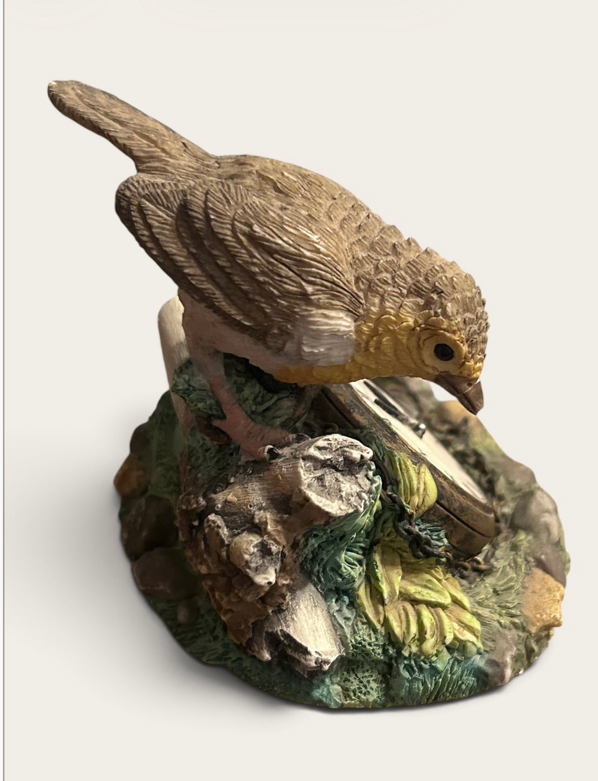 Vintage 1998 Leonardo Collection Robin Bird Figurine Decorative Faux Clock Wildlife Ornament