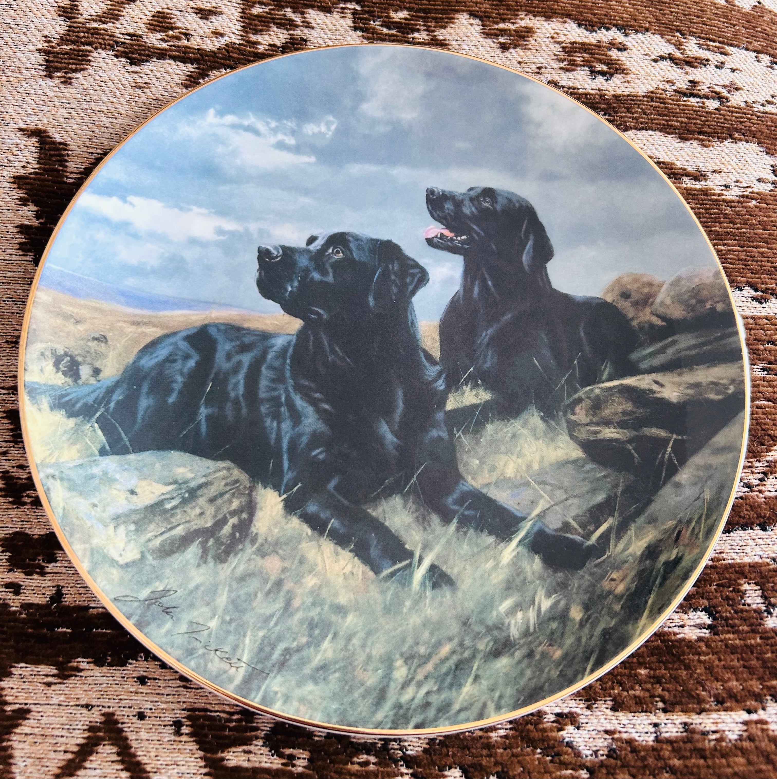 Royal Doulton John Trickett Ready To Go Black Labrador Dogs Limited Edition Collector Plate