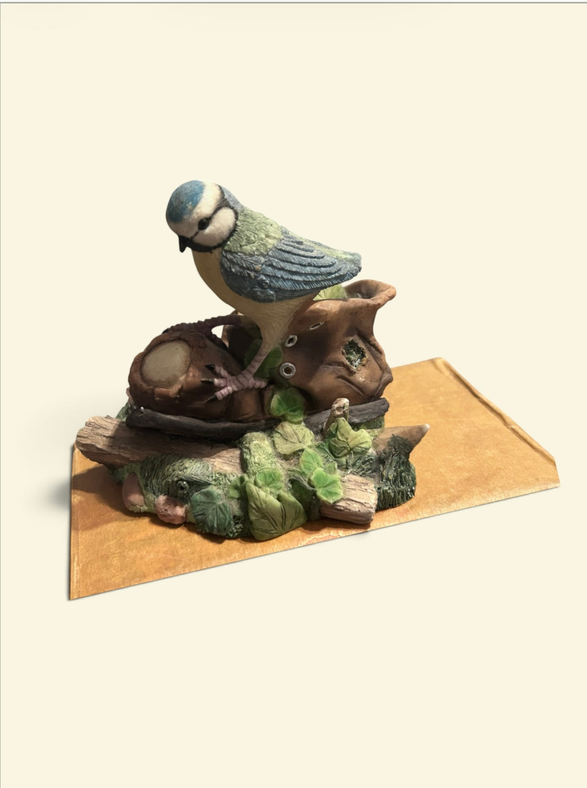 Vintage Leonardo Collection Blue Tit Bird Figurine 1998 Garden Scene