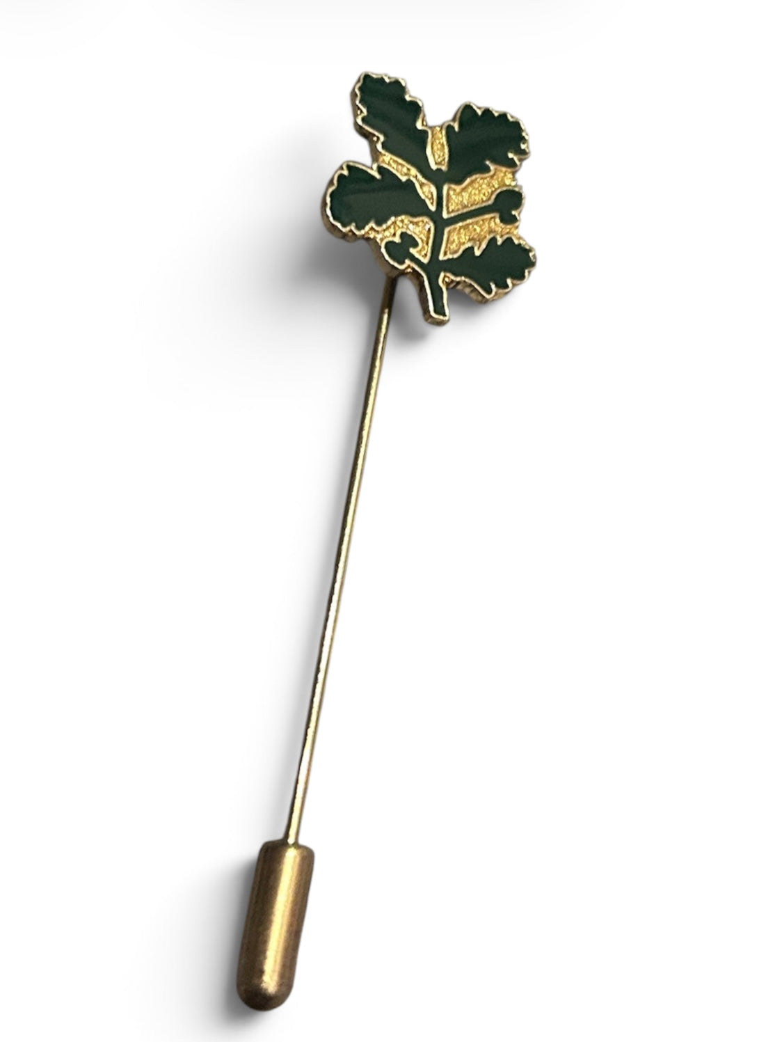 Vintage National Trust Oak Leaf Green Enamel Stick Pin Badge Fattorini
