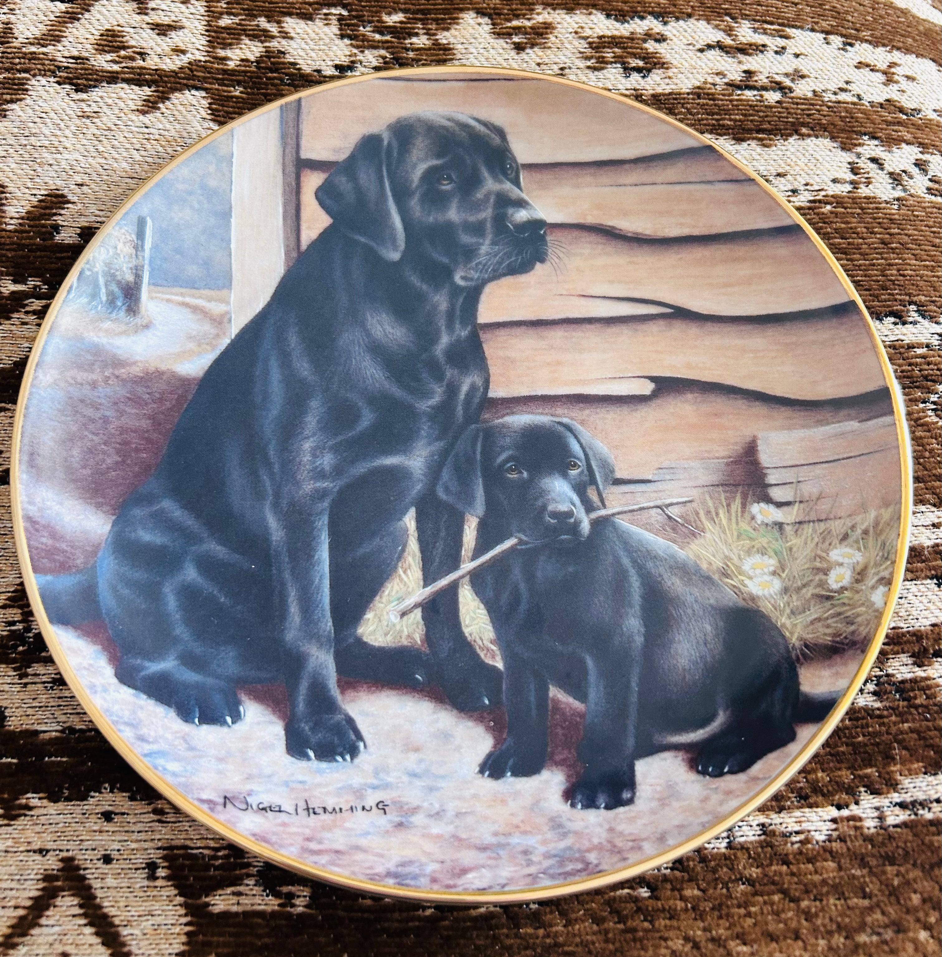 Nigel Hemming Like Father Like Son Black Labrador Puppy Franklin Mint Limited Edition Plate