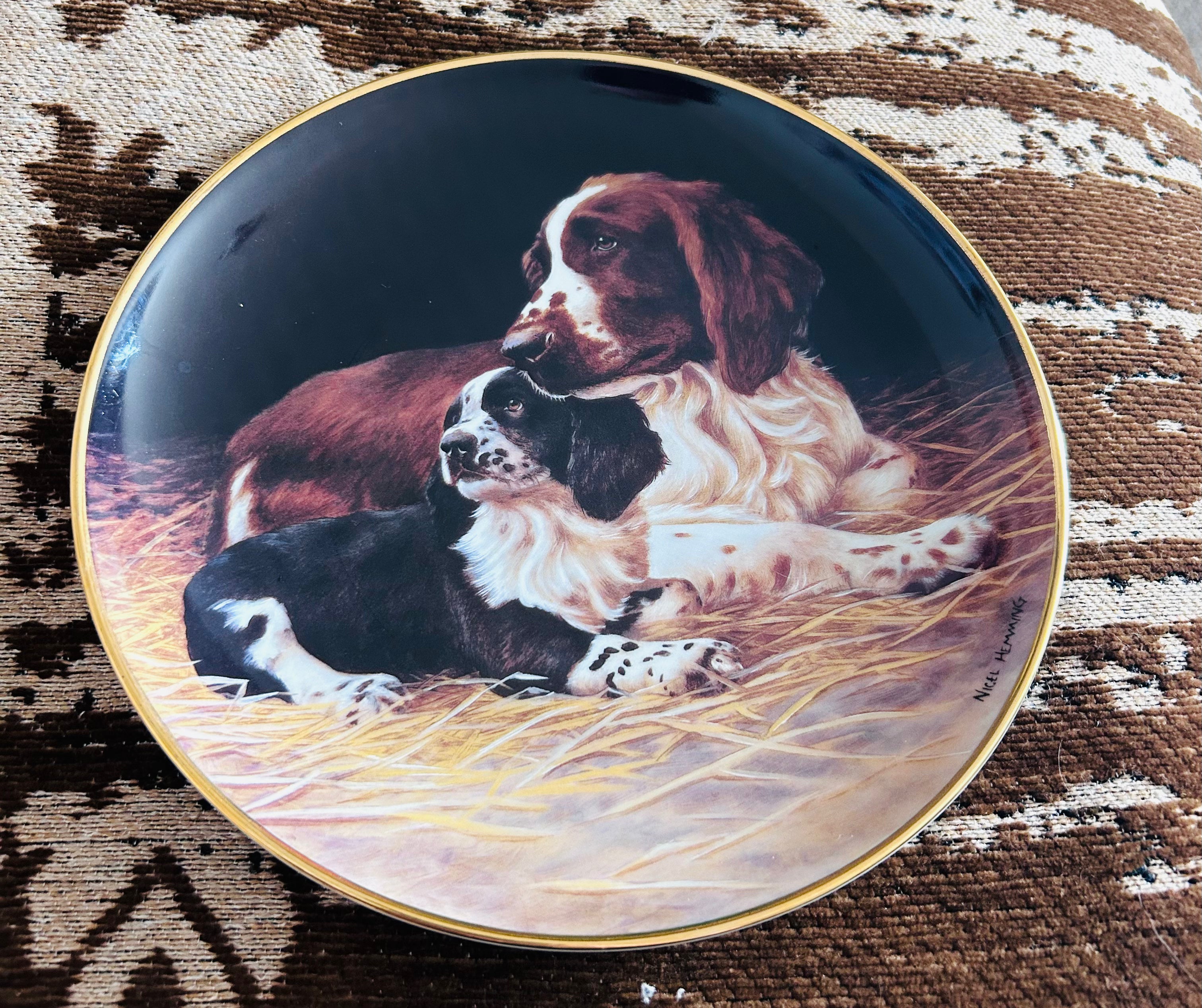 Nigel Hemming Hay Day Springer Spaniel Dogs Limited Edition Franklin Mint Collector Plate