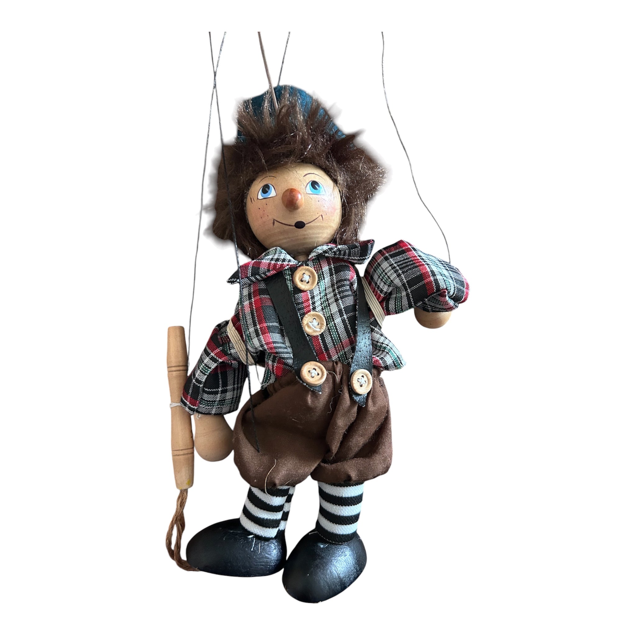 Vintage Zdeněk Černý Czech Wooden Marionette Puppet Tramp Wanderer