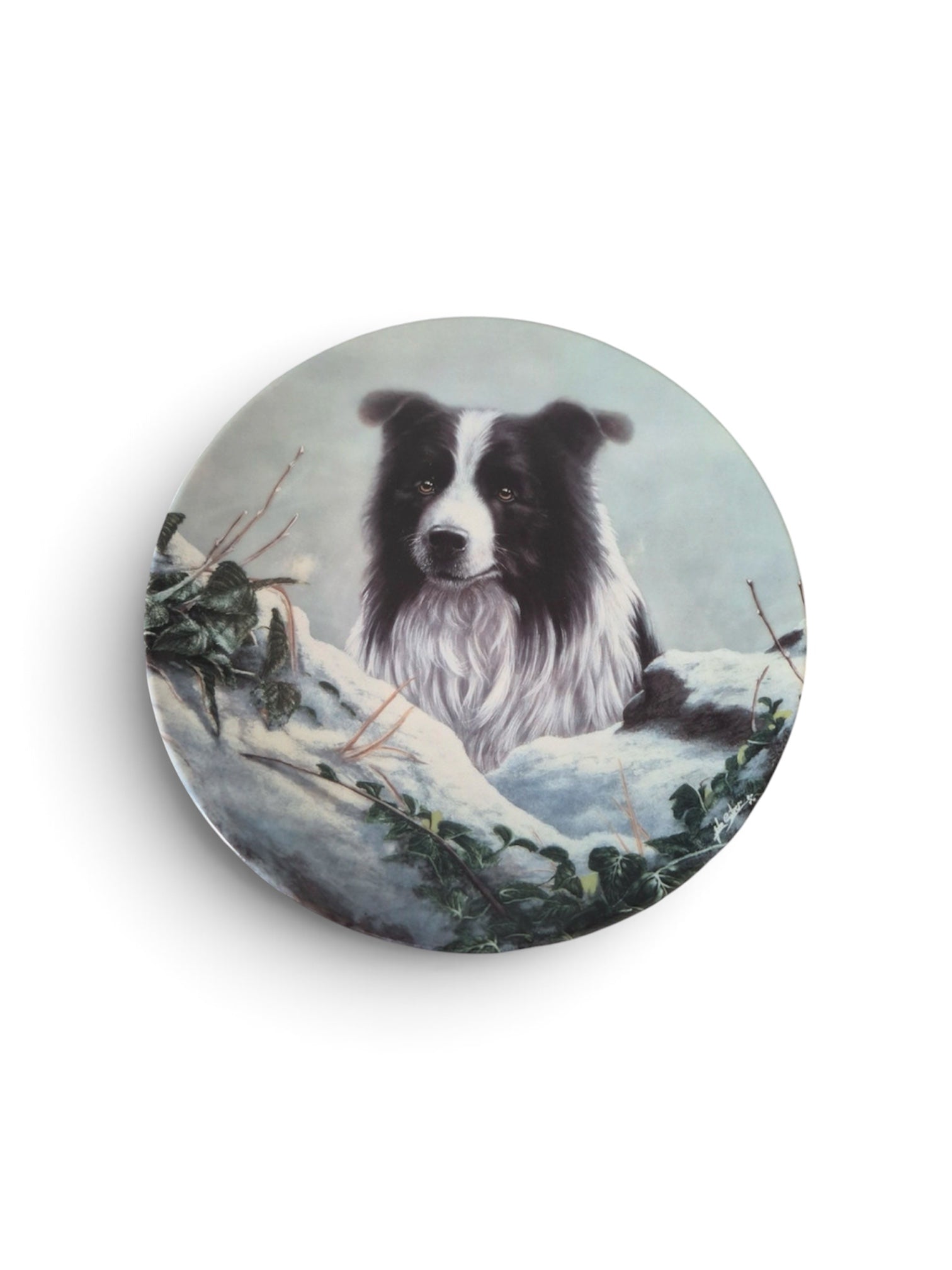 Royal Worcester Danbury Mint Winter Watch Border Collie John Silver Collector Plate