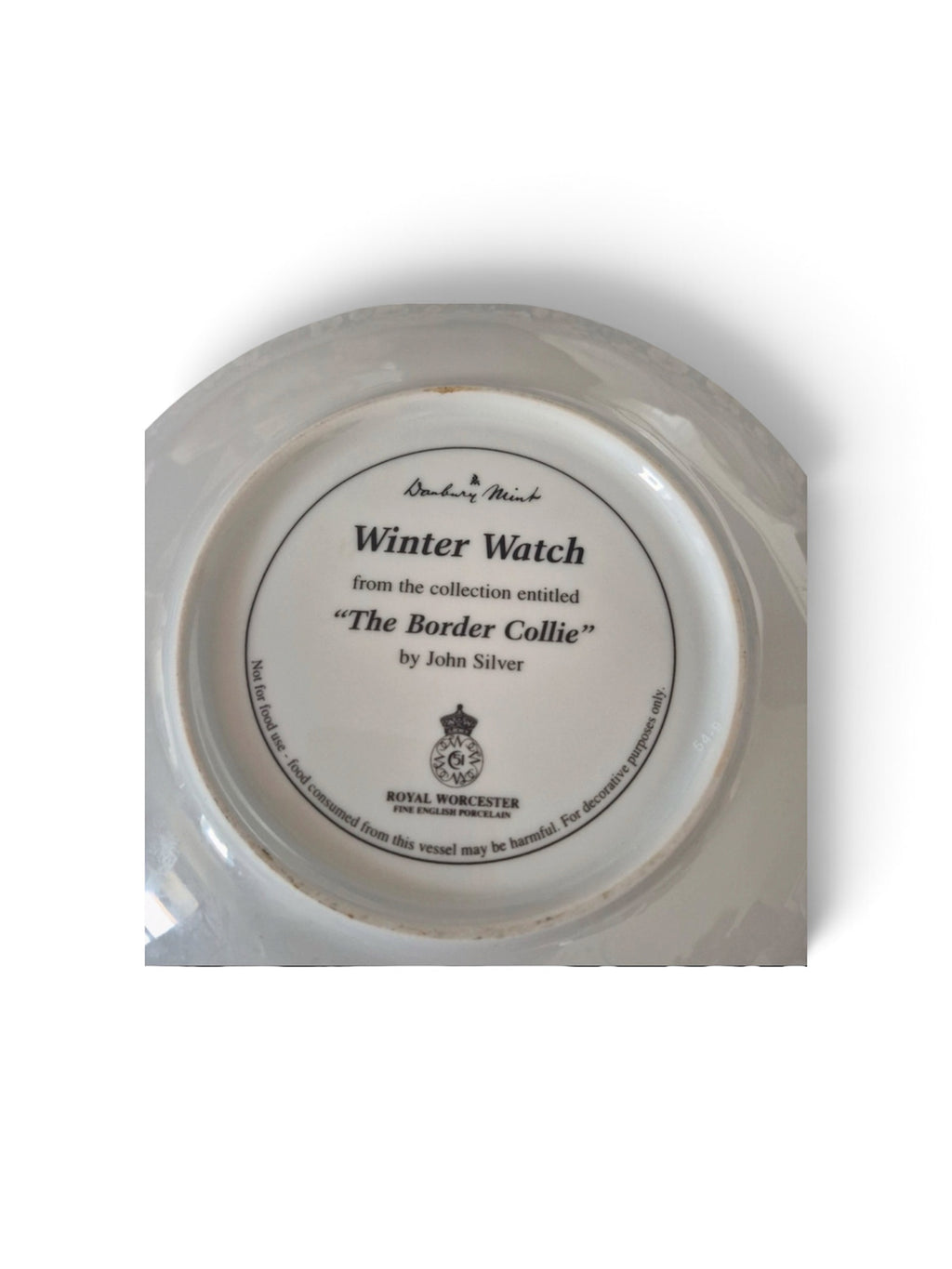 Royal Worcester Danbury Mint Winter Watch Border Collie John Silver Collector Plate