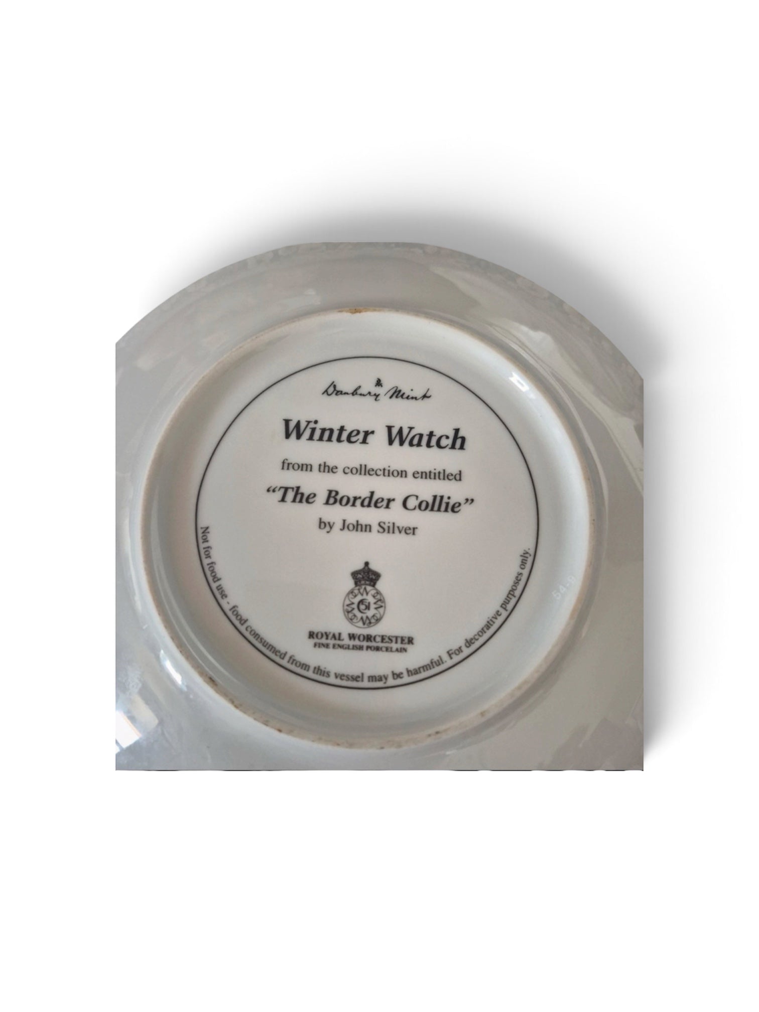 Royal Worcester Danbury Mint Winter Watch Border Collie John Silver Collector Plate