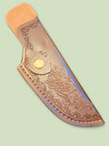 Vintage Style Brown Faux Leather Knife Sheath Floral Embossed Belt Holster