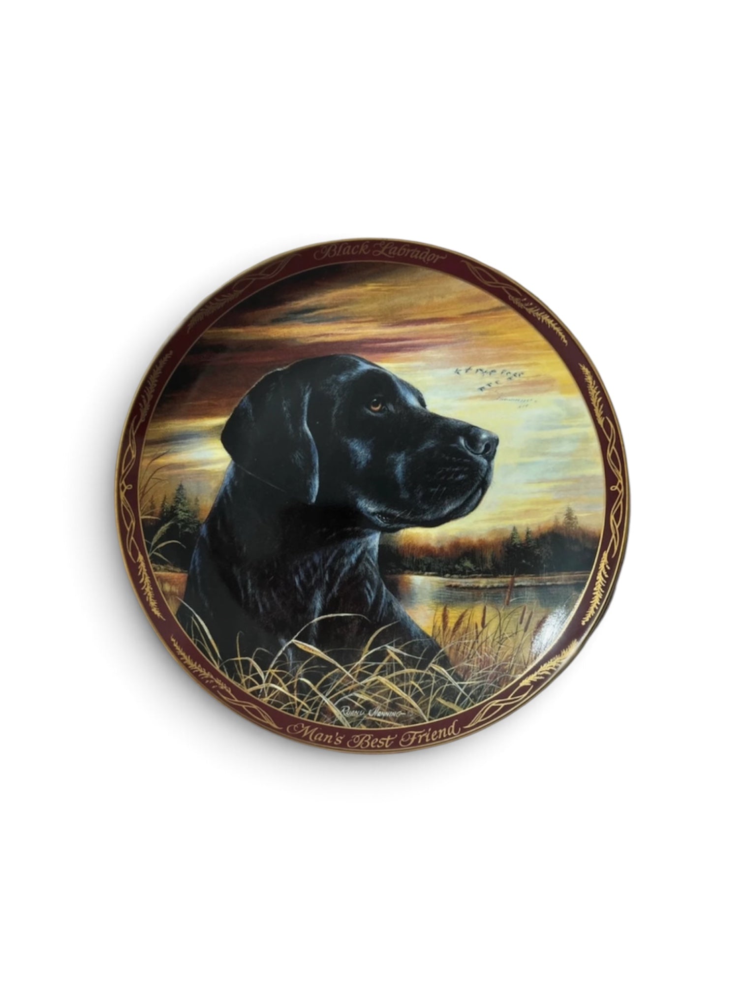 Royal Doulton Sunset Watch Black Labrador Limited Edition Fine Bone China Plate