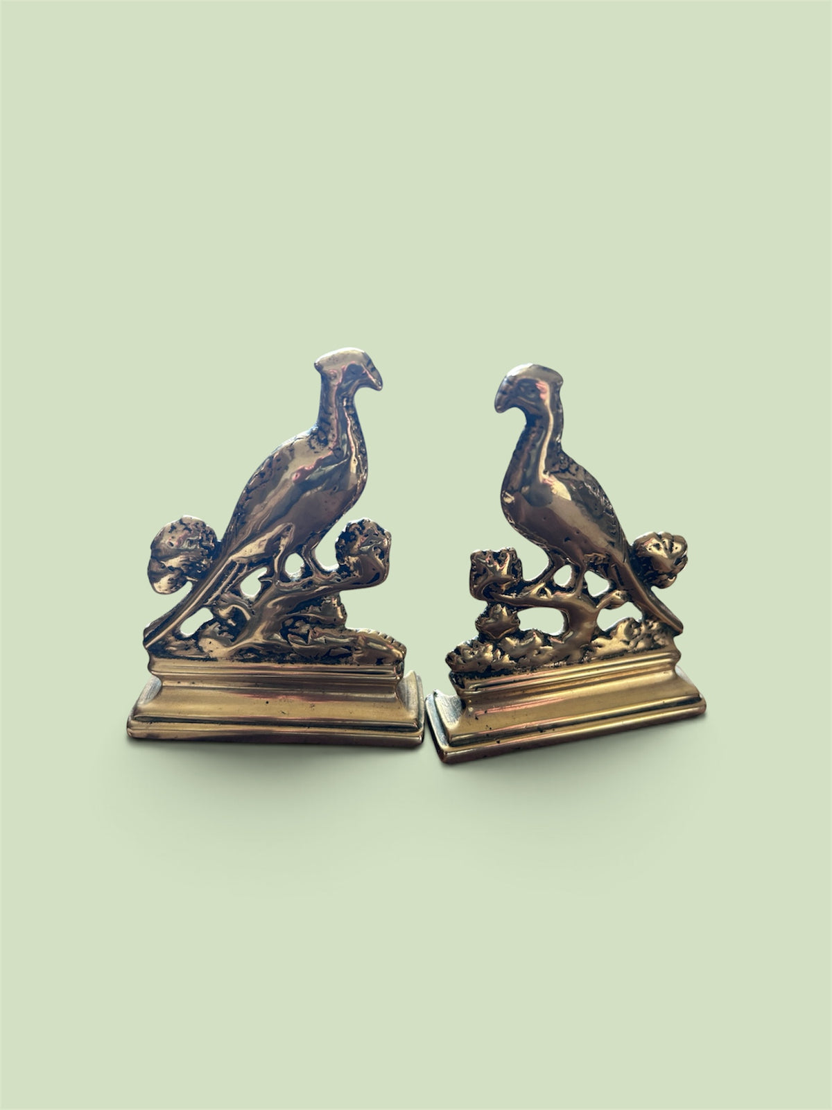 Vintage Pair Brass Pheasant Bird Ornaments Country House Decor  Bookends